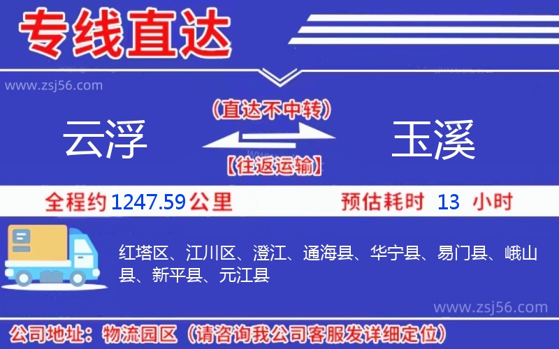 云浮到玉溪物流公司