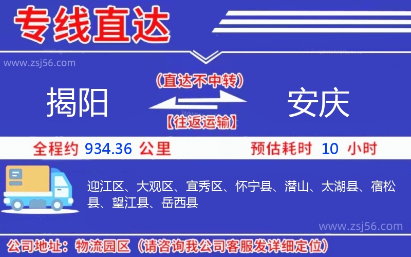 揭陽(yáng)到安慶物流公司