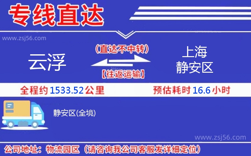 云浮到上海靜安區(qū)物流公司