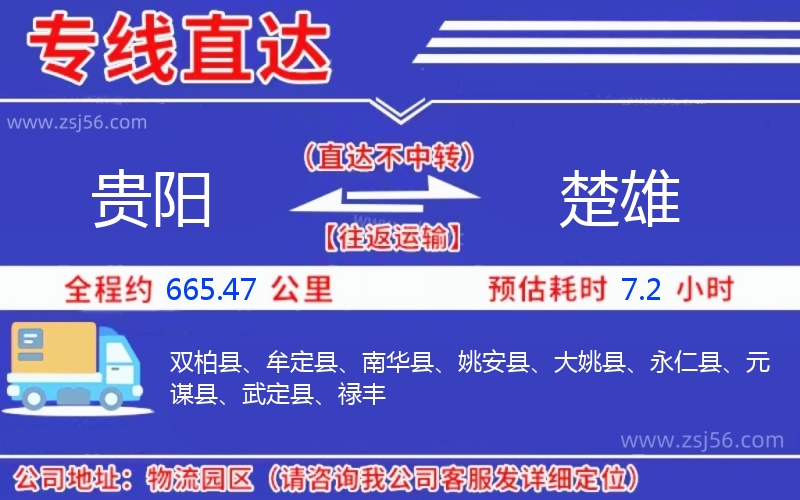 貴陽(yáng)到楚雄物流公司