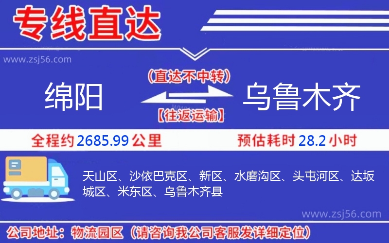 綿陽到烏魯木齊物流公司